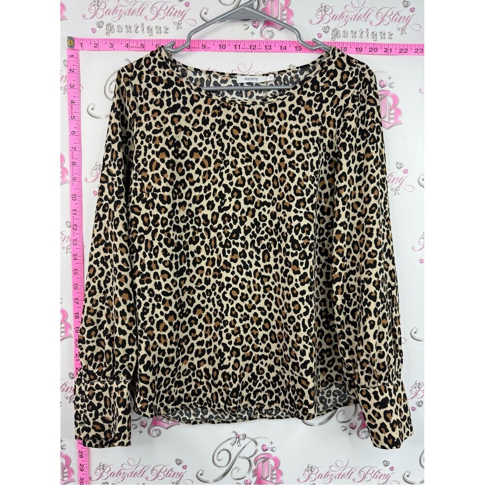 Ricki's shirt cheetah animal print Beige and Black Leopard Print Long Sleeve Top